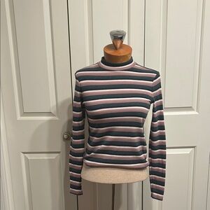 Striped Mock Neck Women's Top